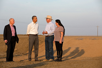 President Obama and California Governor Jerry Brown (left) tour areas hit by the drought. Photo courtesy of Pete Souza, White House